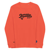 "Jamaica Queens NYC" Embroidered organic raglan sweatshirt