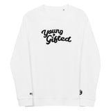 "Young & Gifted" Embroidered organic raglan sweatshirt