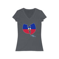 "Wu-Ayiti" Haiti Women's Jersey Short Sleeve V-Neck Tee