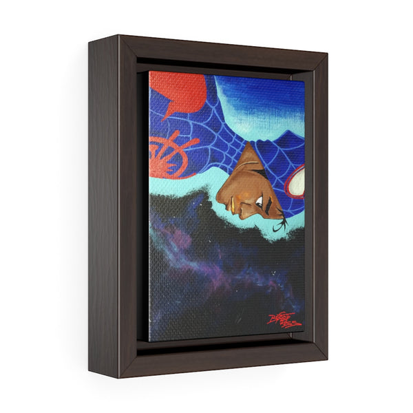 "Bobbito enters the Uni-verse" Vertical Framed Premium Gallery Wrap Canvas